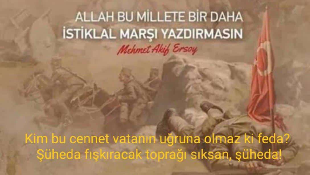 İstiklal Marşının Kabulü'nün 101. yılında Mehmet Akif Ersoy'u saygıyla anıyoruz.